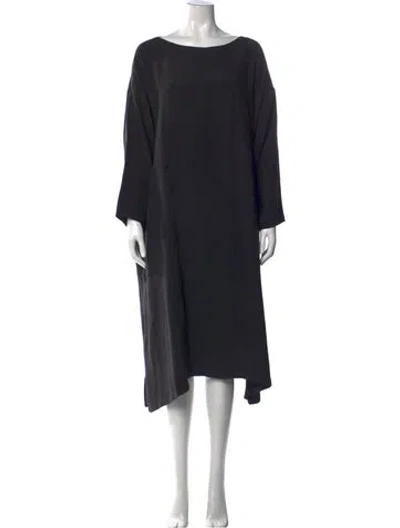 Pre-owned Eskandar Linen Midi Length Dress In Black