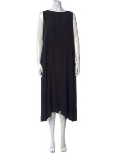 Pre-owned Eskandar Linen Midi Length Dress In Black
