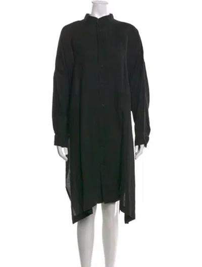 Pre-owned Eskandar Linen Midi Length Dress In Black
