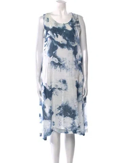 Pre-owned Eskandar Linen Midi Length Dress In Blue