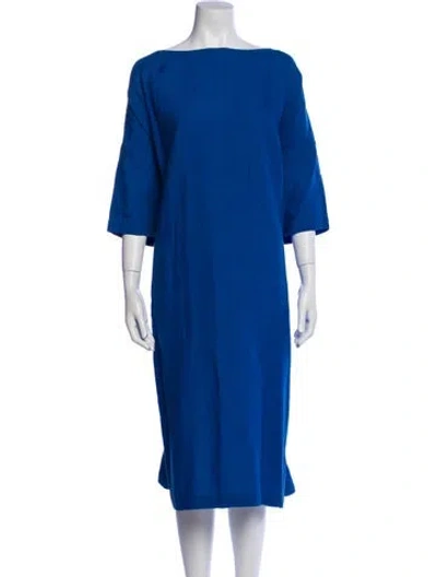 Pre-owned Eskandar Linen Midi Length Dress In Blue