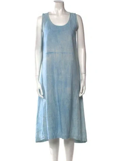Pre-owned Eskandar Linen Midi Length Dress In Blue