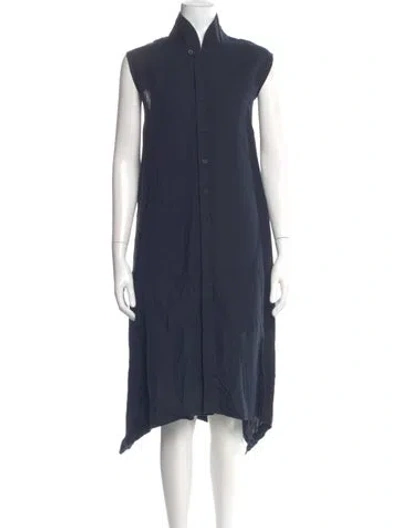 Pre-owned Eskandar Linen Midi Length Dress In Blue