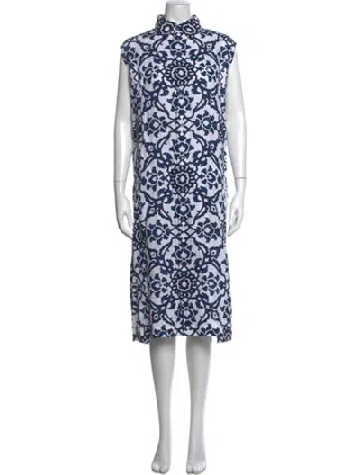 Pre-owned Eskandar Linen Midi Length Dress In Blue