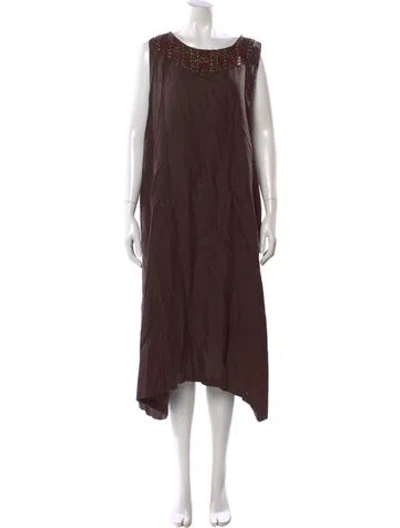 Pre-owned Eskandar Linen Midi Length Dress In Brown