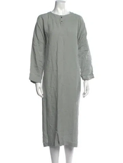 Pre-owned Eskandar Linen Midi Length Dress In Gray