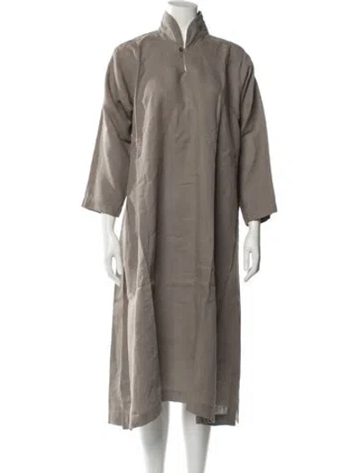 Pre-owned Eskandar Linen Midi Length Dress In Gray
