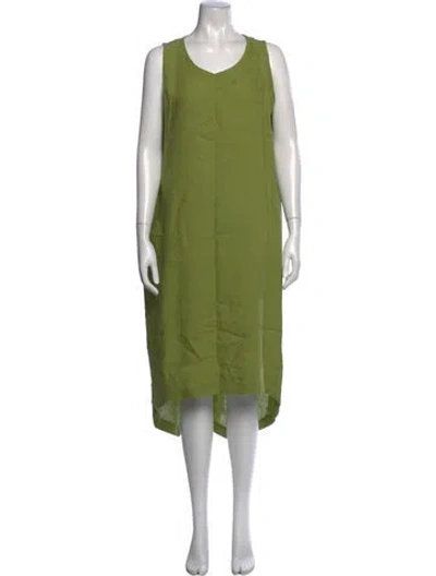 Pre-owned Eskandar Linen Midi Length Dress In Green