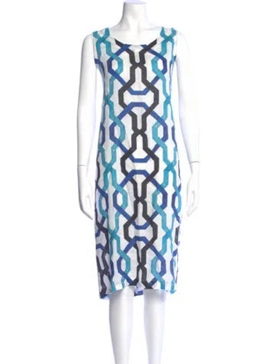 Pre-owned Eskandar Linen Midi Length Dress In Multi