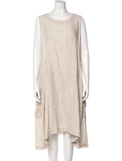 Pre-owned Eskandar Linen Midi Length Dress In Neutral