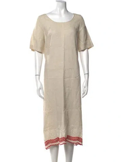 Pre-owned Eskandar Linen Midi Length Dress In Neutrals