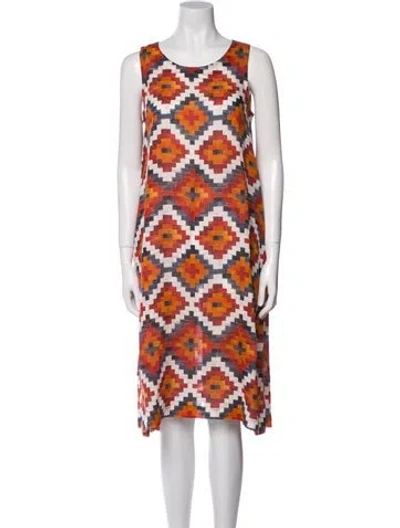 Pre-owned Eskandar Linen Midi Length Dress In Orange