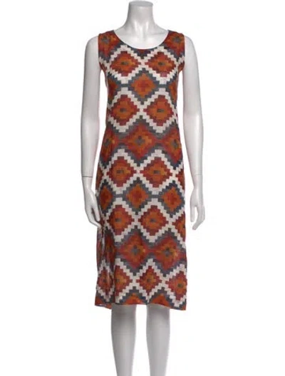 Pre-owned Eskandar Linen Midi Length Dress In Orange