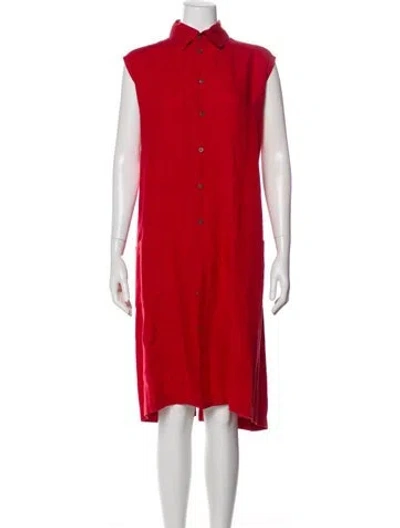 Pre-owned Eskandar Linen Midi Length Dress In Orange