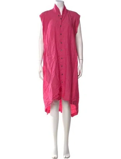 Pre-owned Eskandar Linen Midi Length Dress In Pink