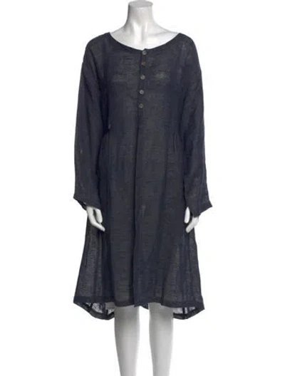 Pre-owned Eskandar Linen Midi Length Dress W/ Tags In Blue