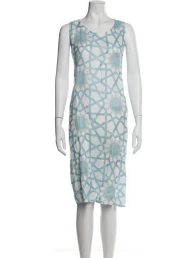 Pre-owned Eskandar Linen Midi Length Dress W/ Tags In Blue