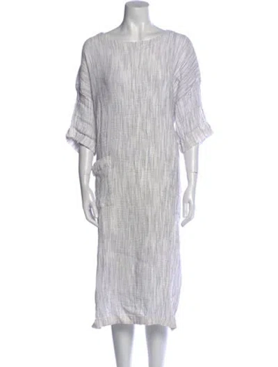 Pre-owned Eskandar Linen Midi Length Dress In White