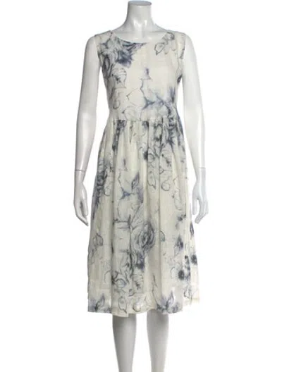 Pre-owned Eskandar Linen Midi Length Dress In White