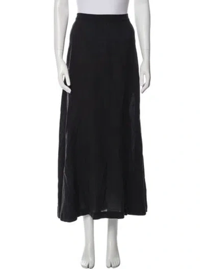 Pre-owned Eskandar Linen Midi Length Skirt In Black