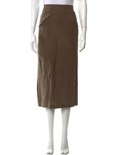 Pre-owned Eskandar Linen Midi Length Skirt In Brown