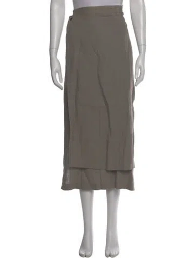 Pre-owned Eskandar Linen Midi Length Skirt In Gray