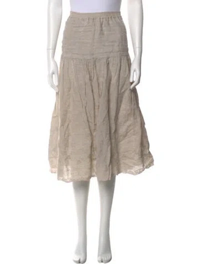 Pre-owned Eskandar Linen Midi Length Skirt In Neutral