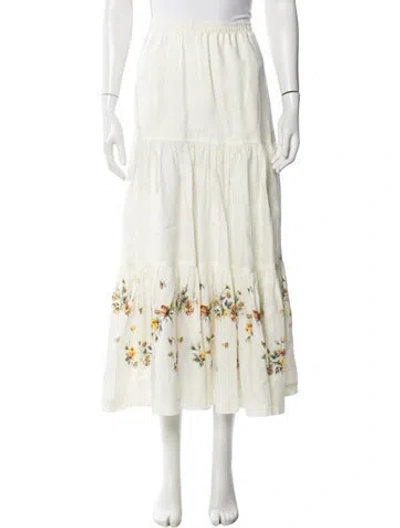 Pre-owned Eskandar Linen Midi Length Skirt In Neutral