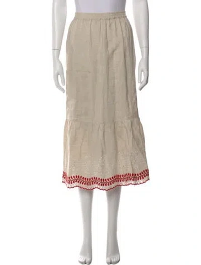 Pre-owned Eskandar Linen Midi Length Skirt In Neutral