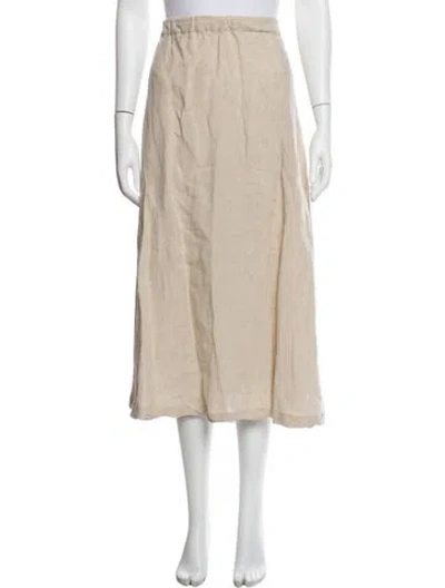 Pre-owned Eskandar Linen Midi Length Skirt In Neutral