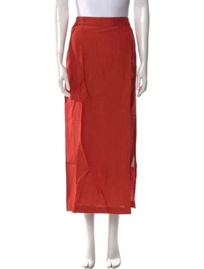 Pre-owned Eskandar Linen Midi Length Skirt In Orange