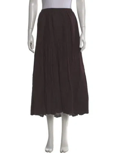 Pre-owned Eskandar Linen Midi Length Skirt In Purple
