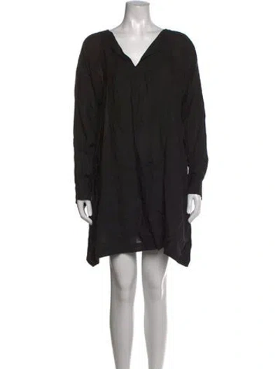 Pre-owned Eskandar Linen Mini Dress In Black