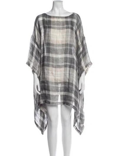 Pre-owned Eskandar Linen Mini Dress In Gray