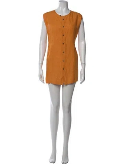 Pre-owned Eskandar Linen Mini Dress In Orange