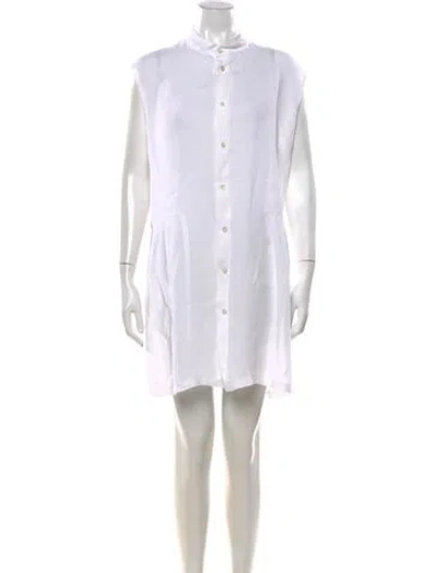 Pre-owned Eskandar Linen Mini Dress In White