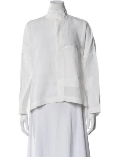 Pre-owned Eskandar Linen Mock Neck Blouse In Neutral