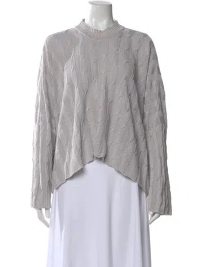 Pre-owned Eskandar Linen Mock Neck Sweater In Gray
