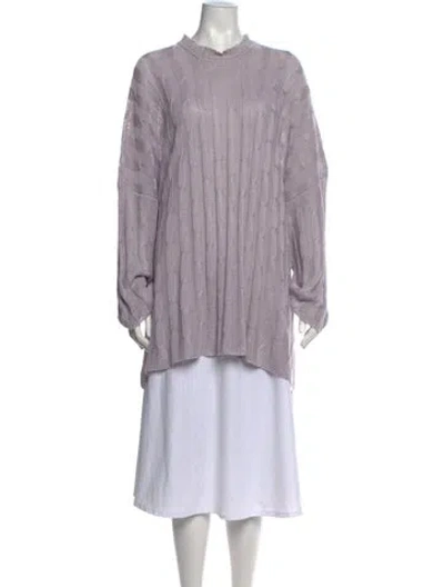 Pre-owned Eskandar Linen Mock Neck Sweater In Purple