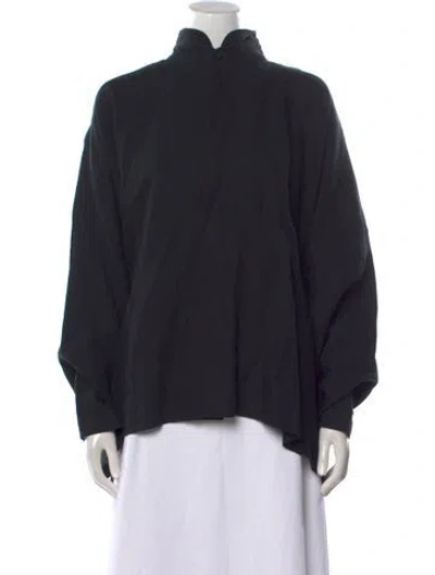 Pre-owned Eskandar Linen Mock Neck Sweatshirt In Black