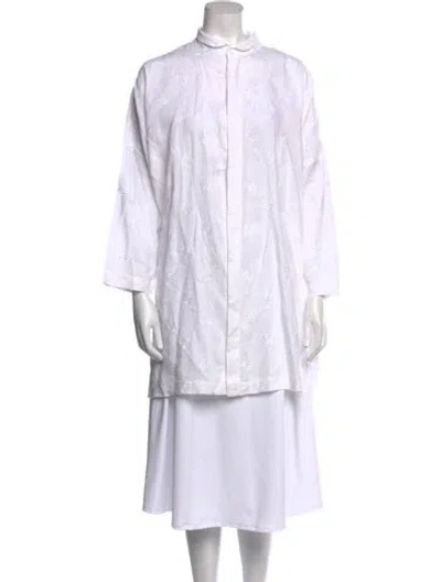 Pre-owned Eskandar Linen Mock Neck Tunic In White