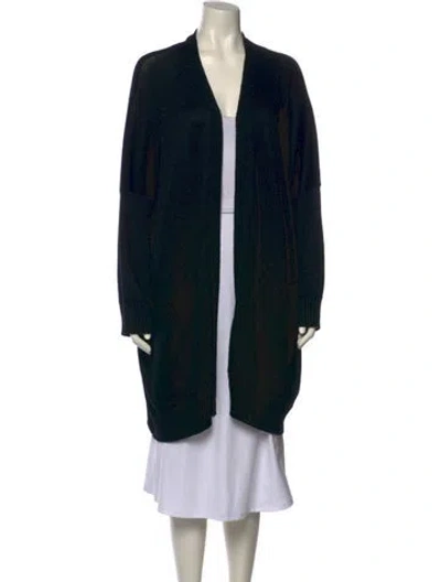 Pre-owned Eskandar Linen Open Front Sweater In Black