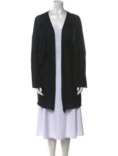 Pre-owned Eskandar Linen Open Front Sweater In Black