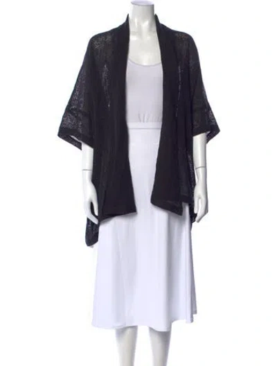 Pre-owned Eskandar Linen Open Front Sweater In Black