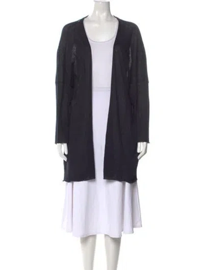 Pre-owned Eskandar Linen Open Front Sweater In Blue