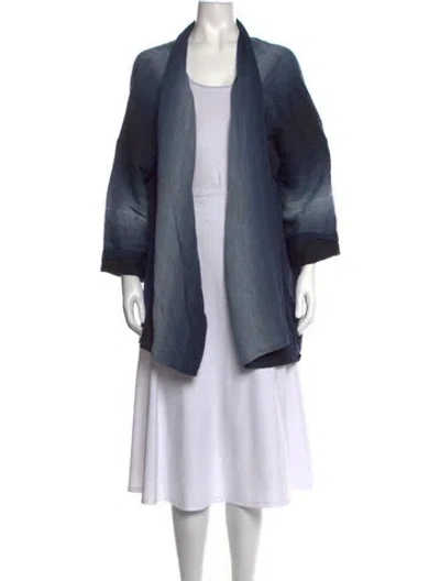 Pre-owned Eskandar Linen Open Front Sweater In Blue