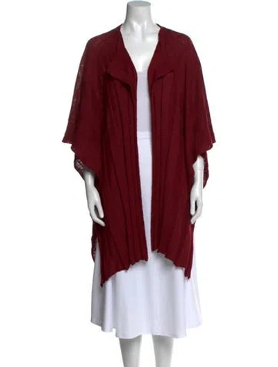 Pre-owned Eskandar Linen Open Front Sweater In Burgundy