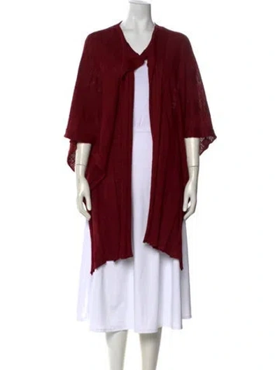 Pre-owned Eskandar Linen Open Front Sweater In Burgundy
