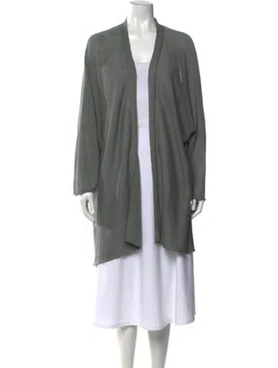 Pre-owned Eskandar Linen Open Front Sweater In Green