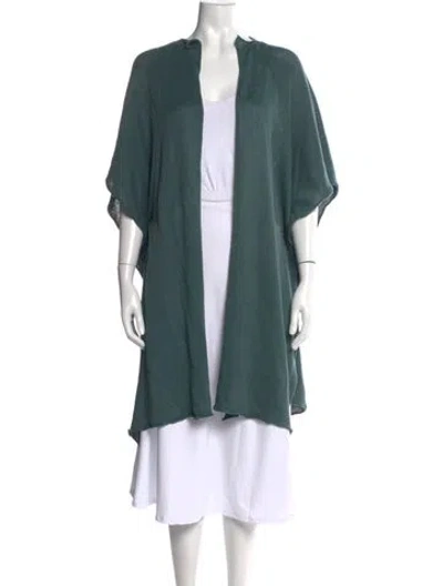 Pre-owned Eskandar Linen Open Front Sweater In Green
